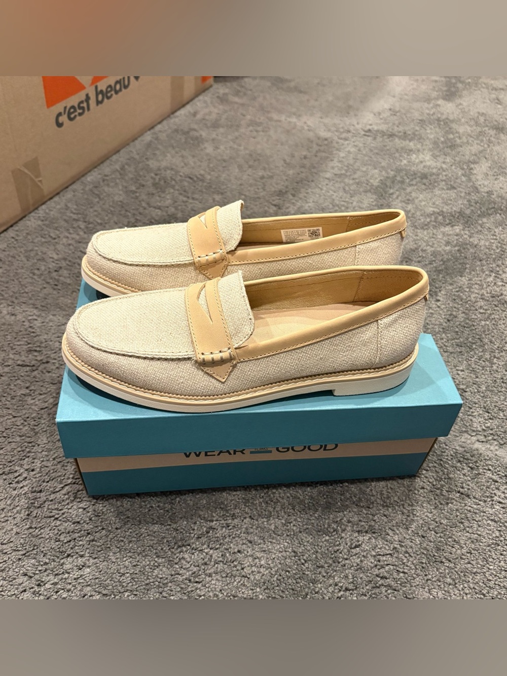 TOMS Marie Natural Brushed Plain Weave Loafers